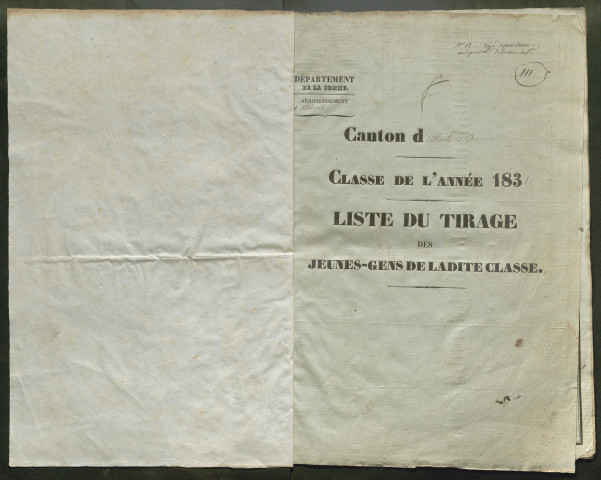 Tirage au sort (arrondissement d'Abbeville) de l'année 1831