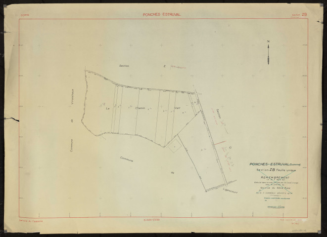 Plan du cadastre rénové - Ponches-Estruval : section ZB