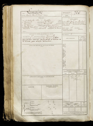 Lemaire, Maurice Oswald Georges, né le 11 septembre 1896 à Bernâtre (Somme), classe 1916, matricule n° 726, Bureau de recrutement d'Abbeville