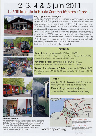 Le P'tit train de la Haute Somme : 2, 3, 4 & 5 juin 2011, Grande fête du 40ème anniversaire