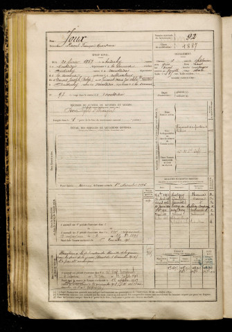 Joux, Raoul François Xavier, né le 21 février 1867 à Andechy (Somme), classe 1895, matricule n° 92, Bureau de recrutement de Péronne