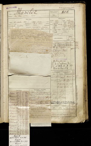 Masclet, René Adrien Antoine, né le 26 septembre 1895 à Saint-Servan-sur-Mer (Ille-et-Vilaine), classe 1915, matricule n° 808, Bureau de recrutement d'Abbeville