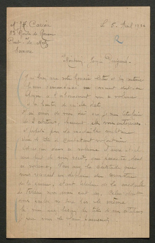 Témoignage de Carion, Julien et correspondance avec Jacques Péricard