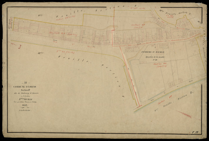 Plan du cadastre napoléonien - Amiens : Faubourg Saint Maurice (Le), F17