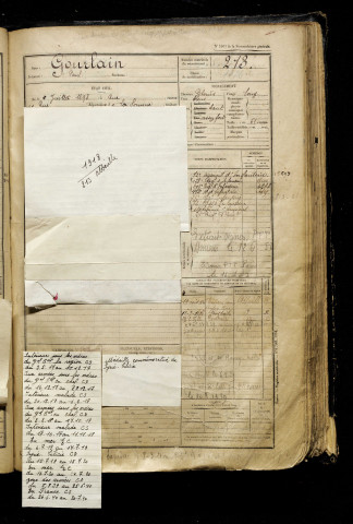 Gourlain, Paul, né le 08 juillet 1898 à Rue (Somme), classe 1918, matricule n° 213, Bureau de recrutement d'Abbeville