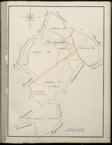 Plan du cadastre napoléonien - Atlas cantonal - Quevauvillers : tableau d'assemblage