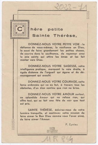 La Petite Thérèse (Fragment du bas-relief de la Vierge du Sourire)