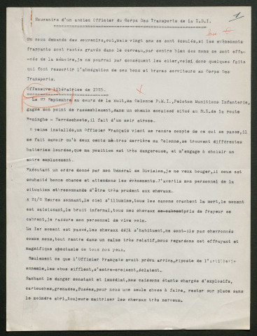 Témoignage de De Ridder, Gustave (Maréchal des logis) et correspondance avec Jacques Péricard