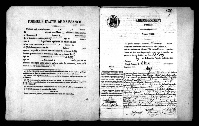 Dreuil-lès-Molliens : naissances, mariages, décès (1837-1856)