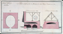 Plan et profil du four de munition de saint Vallery construit en 1756