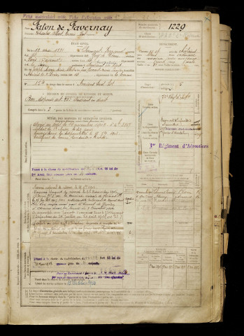 Faton de Favernay, Charles Albert Marie Paul, né le 12 mai 1881 à Clermont-Ferrand (Puy-de-Dôme), classe 1901, matricule n° 1229, Bureau de recrutement d'Amiens