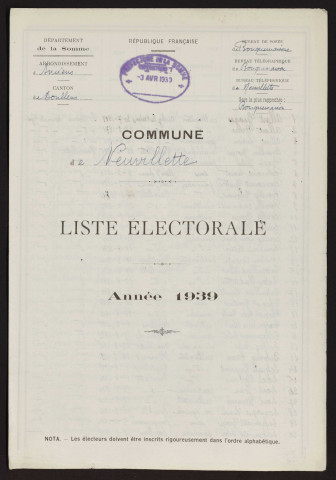 Liste électorale : Neuvillette