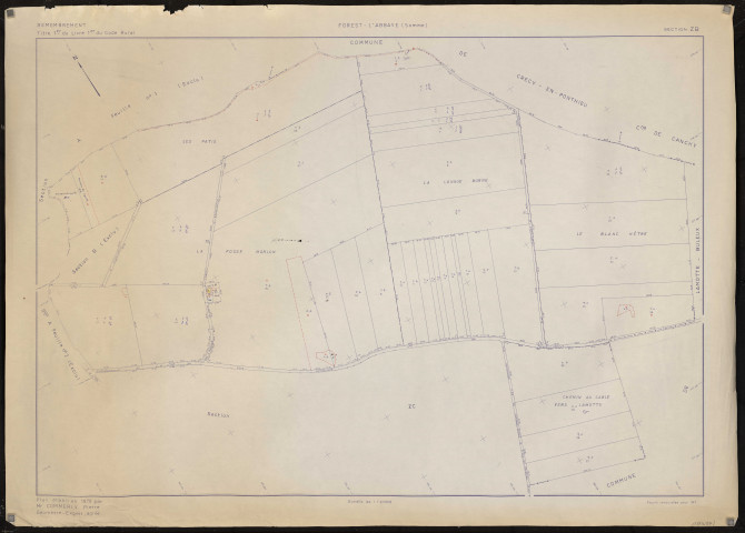 Plan du cadastre rénové - Forest-l'Abbaye : section ZB