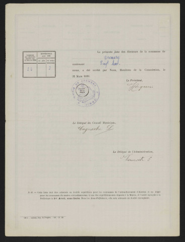 Liste électorale : Crémery