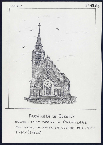 Parvillers-le-Quesnoy : église Saint-Martin à Parvillers - (Reproduction interdite sans autorisation - © Claude Piette)