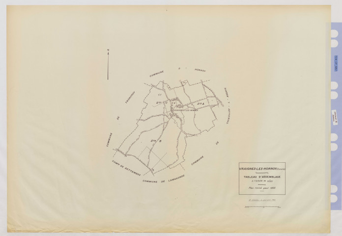 Plan du cadastre rénové - Vraignes-lès-Hornoy : tableau d'assemblage (TA)
