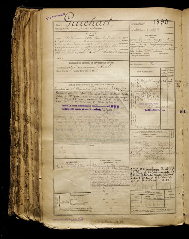 Guichart, Maurice Fernand, né le 22 décembre 1897 à Mers-les-Bains (Somme), classe 1917, matricule n° 1390, Bureau de recrutement d'Abbeville
