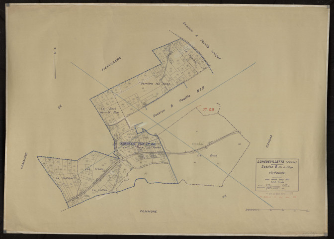 Plan du cadastre rénové - Longuevillette : section B1