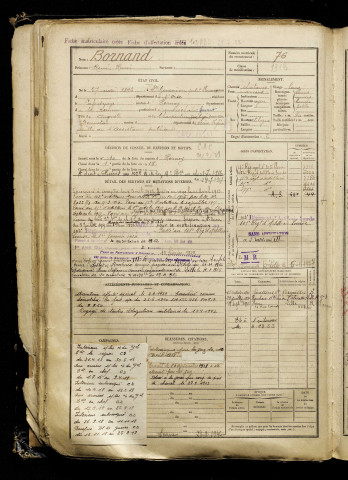 Bornand, René Henri, né le 27 mai 1896 à Sainte-Geneviève (Oise), classe 1916, matricule n° 76, Bureau de recrutement d'Amiens