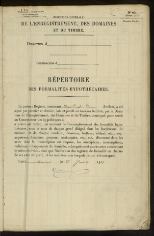 Répertoire des formalités hypothécaires, du 31/05/1918 au 29/03/1919, registre n° 429 (Abbeville)