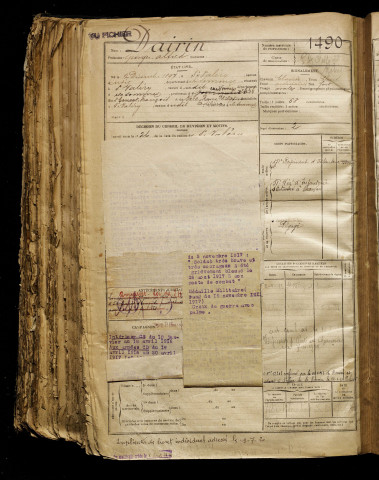 Dairin, Georges Alfred, né le 02 décembre 1897 à Saint-Valery-sur-Somme (Somme), classe 1917, matricule n° 1490, Bureau de recrutement d'Abbeville