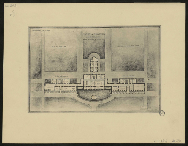 Département de l'Aisne. Projet de Sanatorium pour 100 malades, d'après les données du docteur Artaud. Plan du Sous-Sol