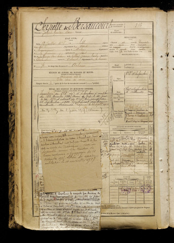 Serpette de Bersaucourt, Joseph Gustave Marie, né le 18 juillet 1878 à Lille (Nord), classe 1898, matricule n° 316, Bureau de recrutement d'Abbeville