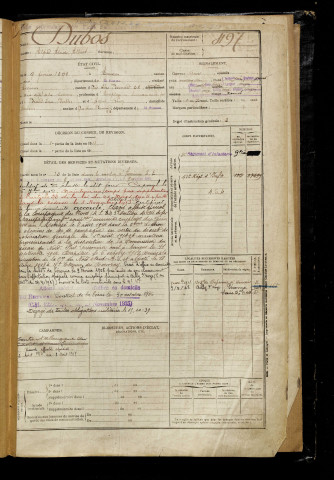 Dubos, Alfred Alcide Albert, né le 09 février 1890 à Amiens (Somme), classe 1910, matricule n° 497, Bureau de recrutement d'Amiens