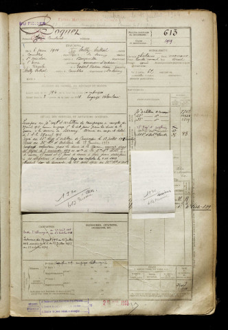 Boquet, Jean Constant, né le 06 juin 1900 à Sailly-Saillisel (Somme), classe 1920, matricule n° 613, Bureau de recrutement de Péronne