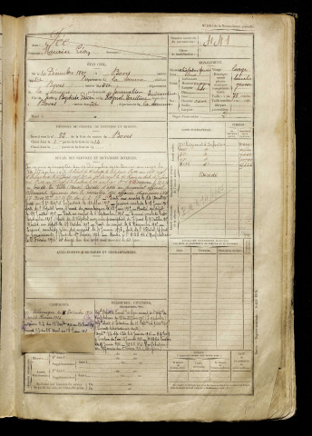 Fée, Maurice Léon, né le 10 décembre 1895 à Boves (Somme), classe 1915, matricule n° 441, Bureau de recrutement d'Amiens