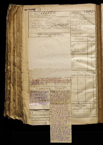 Dairin, Georges Alfred, né le 02 décembre 1897 à Saint-Valery-sur-Somme (Somme), classe 1917, matricule n° 1490, Bureau de recrutement d'Abbeville