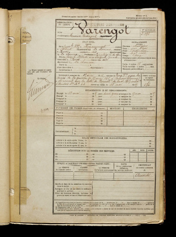 Varengot, Maurice Ferdinand Constantin, né le 05 novembre 1897 à Miraumont (Somme), classe 1917, matricule n° 276, Bureau de recrutement d'Amiens