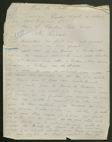 Témoignage de Landry, Auguste et correspondance avec Jacques Péricard