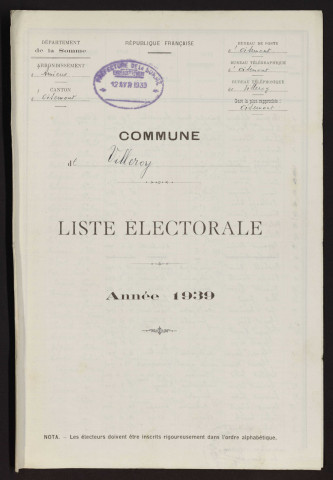 Liste électorale : Villeroy