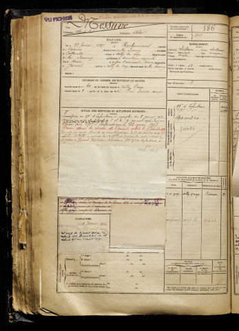 Messuve, Albert Paul, né le 22 février 1897 à Harbonnières (Somme), classe 1917, matricule n° 186, Bureau de recrutement de Péronne