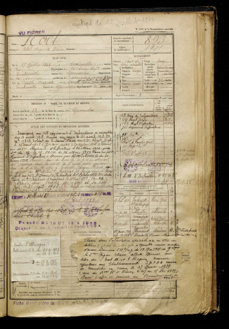 Noël, Abel Auguste Désiré, né le 28 juillet 1899 à Incheville (Seine-Maritime), classe 1919, matricule n° 893, Bureau de recrutement d'Abbeville
