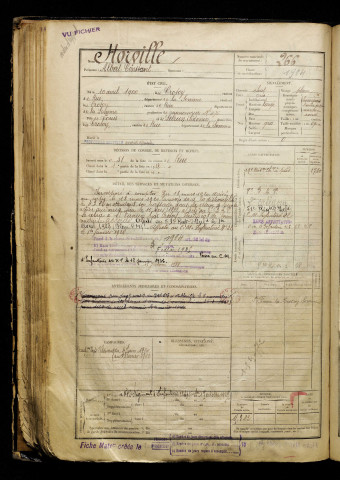 Horville, Albert Constant, né le 10 avril 1900 à Crotoy (Le) (Somme), classe 1920, matricule n° 266, Bureau de recrutement d'Abbeville