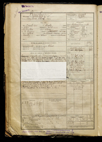 Bouchez, Léon Louis Albert, né le 15 avril 1900 à Mailly-Maillet (Somme), classe 1920, matricule n° 1092, Bureau de recrutement d'Abbeville
