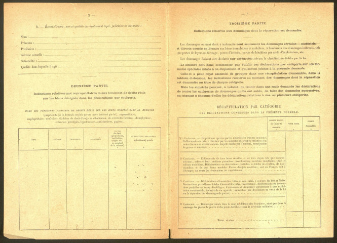 Bray-sur-Somme. Demande d'indemnisation des dommages de guerre : dossier Duflos-Roueste