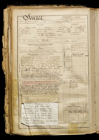Sueur, Eugène Jules, né le 23 juin 1881 à Amiens (Somme), classe 1901, matricule n° 110, Bureau de recrutement d'Abbeville