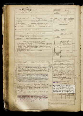 Sellier, Joseph Octave Alexandre, né le 24 mars 1883 à Bapaume (Pas-de-Calais), classe 1903, matricule n° 688, Bureau de recrutement de Péronne