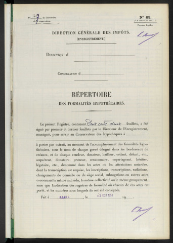Répertoire des formalités hypothécaires, Registre supplémentaire XII(suites de formalités), volume 717 (Conservation des hypothèques d'Amiens)