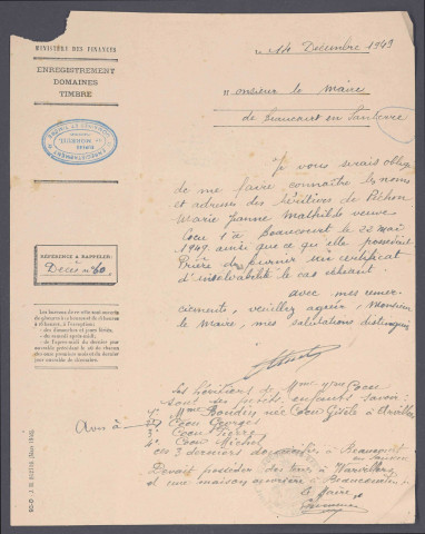 Table des successions et absences du bureau de Moreuil