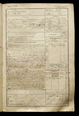 Davion, Jules Georges, né le 28 février 1897 à Villers-Bretonneux (Somme), classe 1917, matricule n° 573, Bureau de recrutement d'Amiens