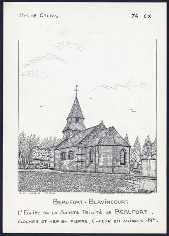 Beaufort-Blavincourt (Pas-de-Calais) : l'église de la Sainte-Trinité de Beaufort - (Reproduction interdite sans autorisation - © Claude Piette)