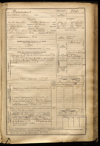 Bernard, Alphonse Alfreda, né le 27 avril 1872 à Villers-Bretonneux (Somme), classe 1892, matricule n° 269, Bureau de recrutement d'Amiens