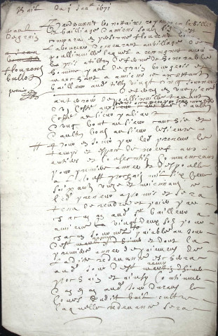 Etude de Me Antoine Limeu à Amiens (étude n°6). Minutes de l'année 1671