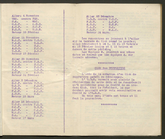 Bulletin de l'Union Sportive Royenne, numéro 1 – 1ère année, 4e trimestre 1934