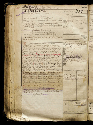 Delbart, Georges Henri, né le 18 septembre 1894 à Abbeville (Somme), classe 1914, matricule n° 552, Bureau de recrutement d'Abbeville