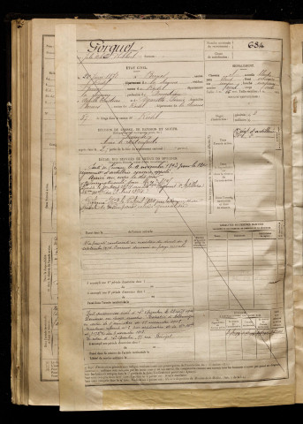 Gorguet, Jules Achille Philibert, né le 20 juin 1872 à Bernes (Somme), classe 1892, matricule n° 684, Bureau de recrutement de Péronne